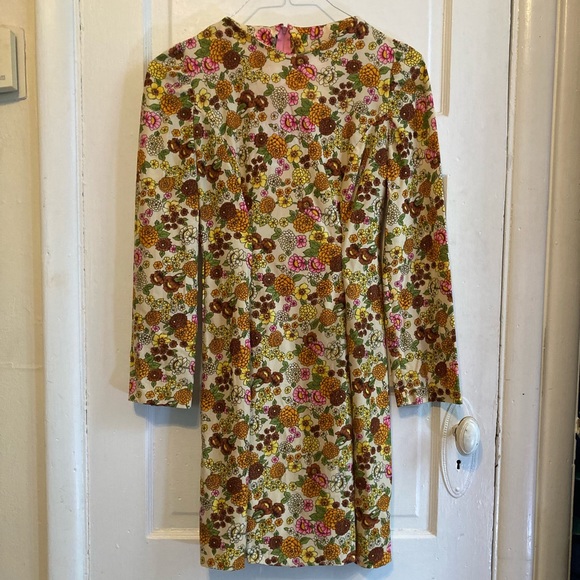 Vintage Dresses & Skirts - Handmade 60’s 70’s Vintage Dress // Marigold Floral Stretch Dress